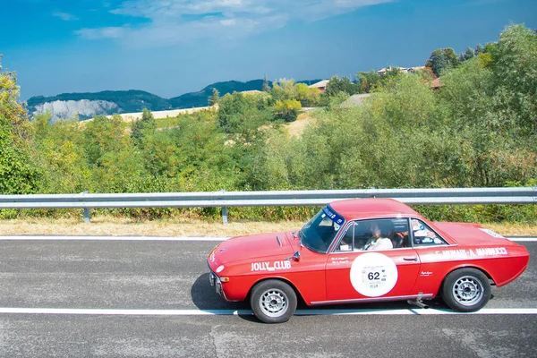 Piacenza Itália 25Th Silver Bandeira Carro Histórico Desfilando Lancia Fulvia — Fotografia de Stock