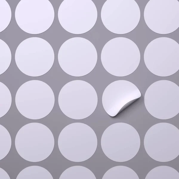 Blanko Weiße Runde Sticker Gebogene Ecke Attrappe Film Oder Papierschneider — Stockfoto