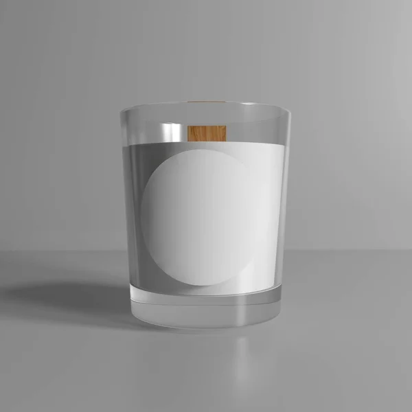 Rendering Eine Leere Weiße Kerze Einem Glas Mit Einem Runden — Stockfoto