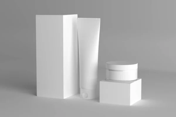 Renderização Modelo Embalagem Para Cosméticos Medicamentos Mockup Para Design — Fotografia de Stock