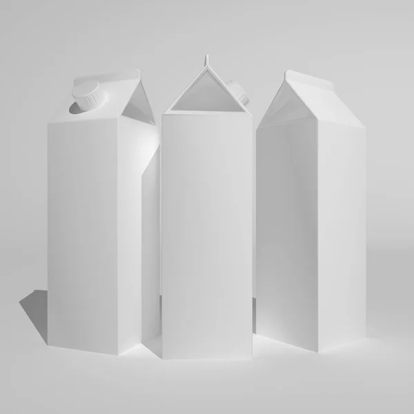 Rendermockup Von Tetrapack Verpackungen Für Milch Kefir Joghurt Saft — Stockfoto