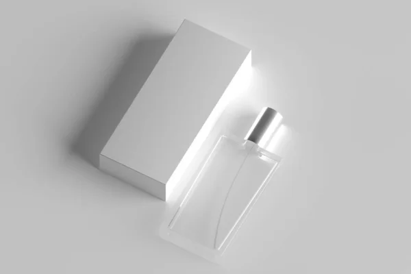 香水包装の3Dレンダリングは デザインのための場所とデザインのトップビューのための場所とモックアップ — ストック写真