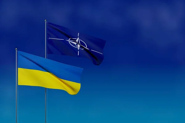 Bandera Renderizado Ucrania Otan Con Lugar Para Texto Diseño —  Fotos de Stock