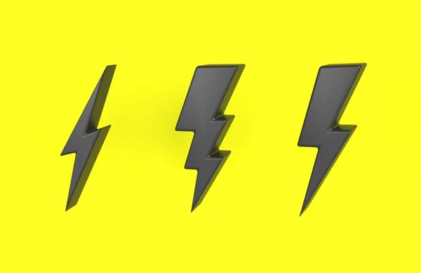 Lightning Icon Electricity Black Element Logo Energy Thunder Symbol Yellow — 图库照片