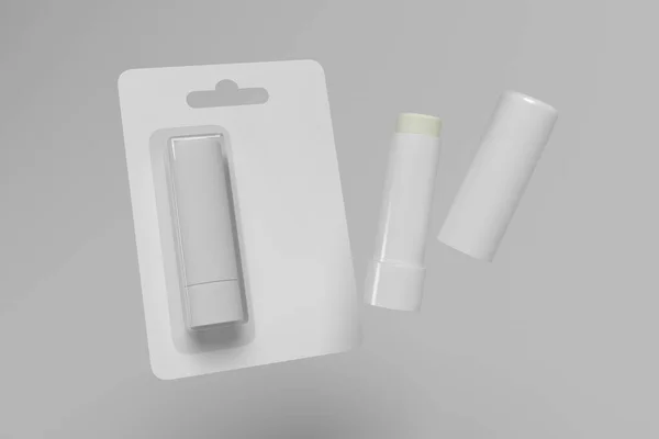 Rendering Mockup Flying Empty White Carton Package Plastic Insert Hygienic — Foto de Stock