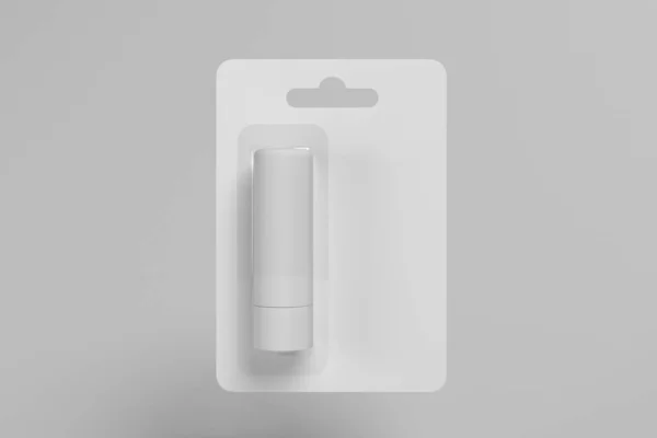 Render Mockup Blank White Carton Packaging Plastic Insert Hygienic Lipstick — 스톡 사진