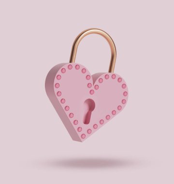 Pembe arka planda pembe elmasları olan altın kilit simgesi. 3d hazırlayıcı