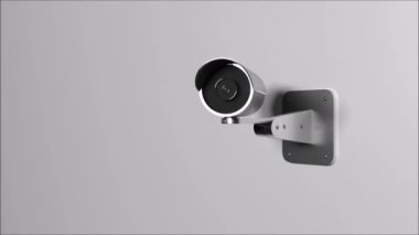 Güvenlik kamerasının hareketli animasyonu küresel güvenlik dijital arayüz konsepti, 3D görüntüleme.