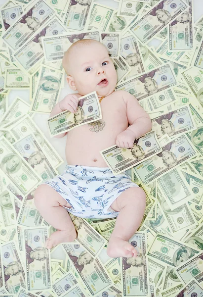 Enfant avec des dollars — Photo