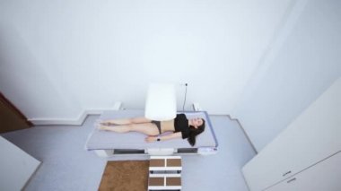 Genç güzel kız Dansitometresi tarafından modern kliniğinde muayene