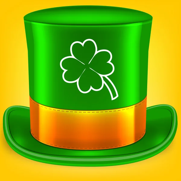 Grön St Patricks Day hatt med klöver — Stock vektor