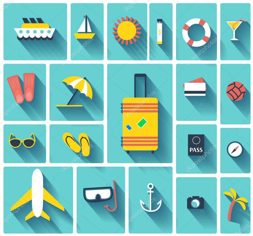 Summer vector flat icons