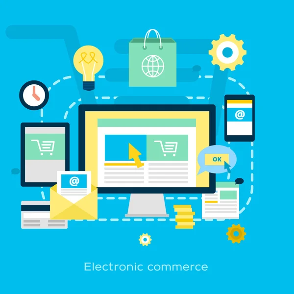 Comércio electrónico ilustração plana —  Vetores de Stock