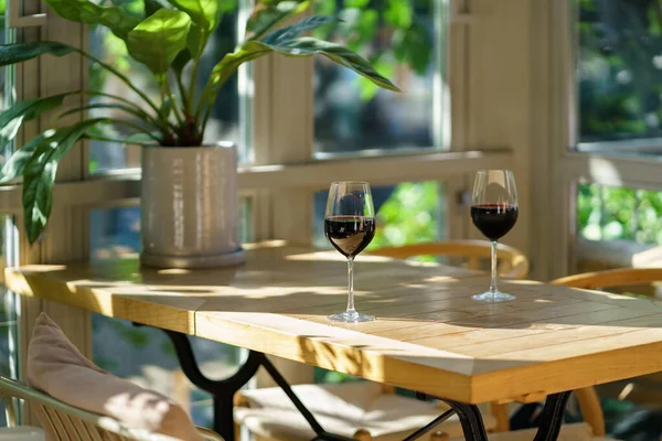 Cozy Interior Terrace Summer Cafe Natural Design Soft Light Shadow — Stockfoto