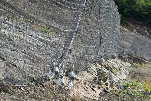 Active Robust Rockfall Barrier System Wire Mesh Road Brake Rocks — Stockfoto