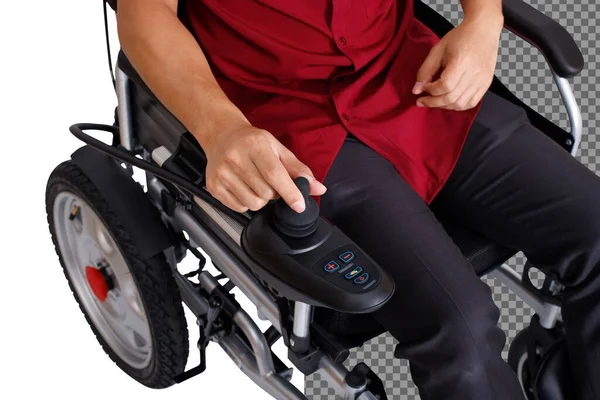 Motorized Electric Wheelchair Senior Elder Patient Elderly Woman Man Home — Stock Photo, Image