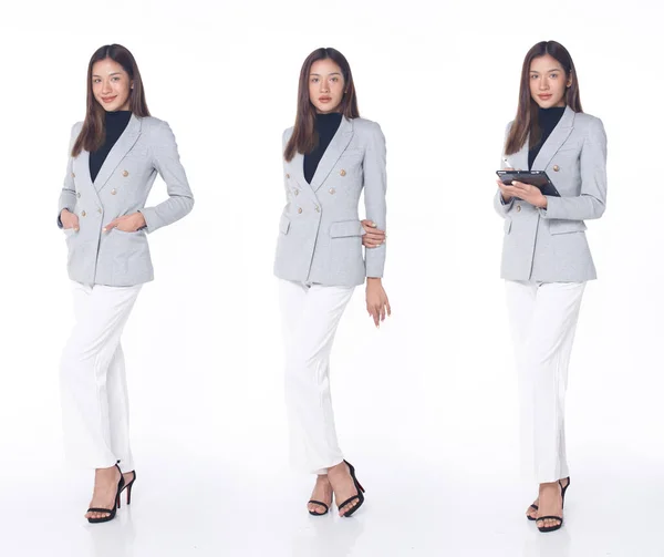 Grupo Colagem Comprimento Total Figura Snap 20S Asian Woman Marrom — Fotografia de Stock