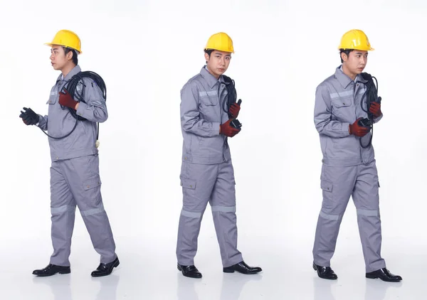 Conjunto Tres Longitud Completa Los Años Hombres Asiáticos Pelo Negro —  Fotos de Stock