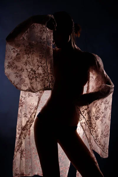 Retrato Ropa Baño Los Años Mujer Asiática Sombra Llave Luz — Foto de Stock