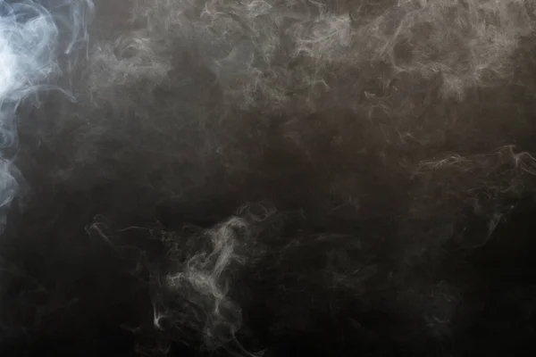 Dense Fluffy Puffs White Smoke Fog Black Background Abstract Smoke — стокове фото