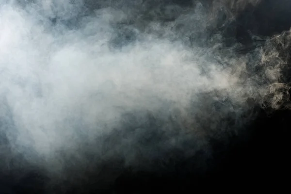 Dense Fluffy Puffs White Smoke Fog Black Background Abstract Smoke — стокове фото