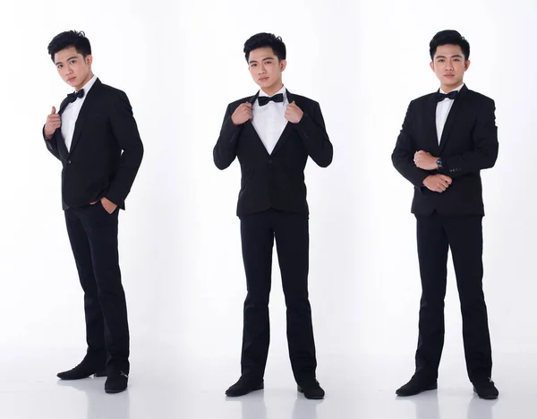 Comprimento Total 20S Asiático Homem Negócios Usar Preto Calças Formal — Fotografia de Stock