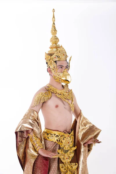 Half Body Portrait 20S Asian Man Wear Gold Leaf Foil — Stock Photo, Image