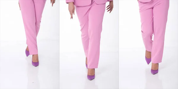 Kroppsdel Foten Skor Talet Asian Business Woman Bära Rosa Kostym — Stockfoto
