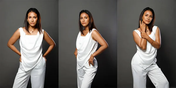 Indian Azji 20S Opalona Skóra Kobieta Nosić Czarny Biały Biznes — Zdjęcie stockowe