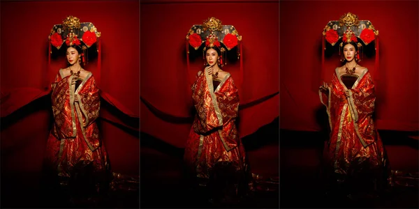 Mujer Asiática Usan Traje Tradicional Emperatriz Real China Con Vestido — Foto de Stock