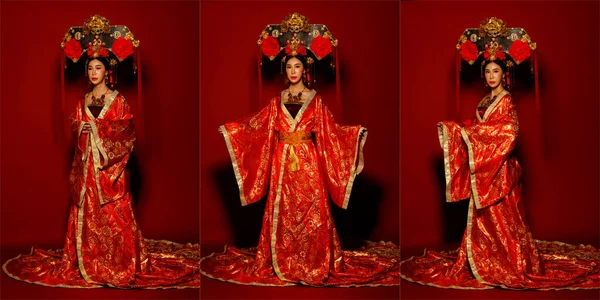 Mujer Asiática Usan Traje Tradicional Emperatriz Real China Con Vestido —  Fotos de Stock