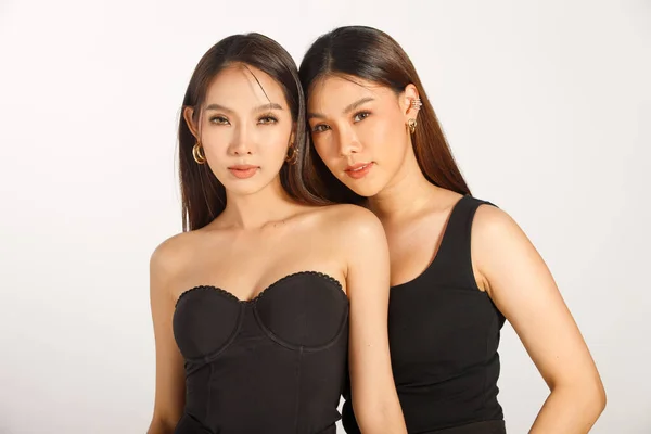 Two Best Friends Half Body Portrait 20S Asian Beautiful Women — Fotografia de Stock