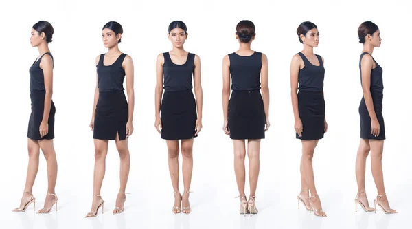 Collage Groupe Pleine Longueur Figure Snap 20S Asiatique Femme Noir — Photo