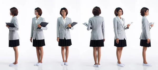 Fuld Længde Erne Unge Asiatiske Kvinde Lærer Advokat Bære Blazer - Stock-foto