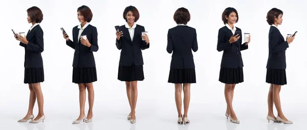 Pleine Longueur 20S Jeune Asiatique Affaires Femme Comptable Tenue Financière — Photo