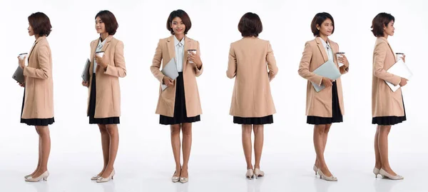 Молода Бізнесменка Азіатської Бізнес Жінки Одягнена Спідницю Блаззером 360 Передній — стокове фото