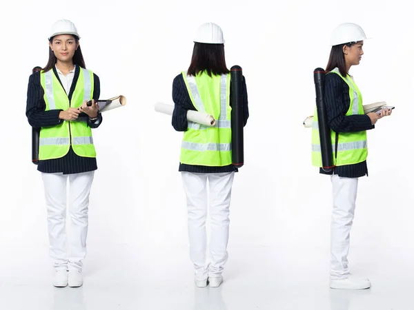 Повна Довжина Молодих Азійських Жінок Архітектор Клієнтка 360 Спереду Задній — стокове фото