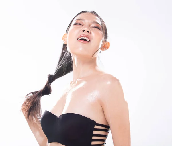 Half Body Junge Erwachsene Asiatin Blick Die Kamera Schöne Mode — Stockfoto