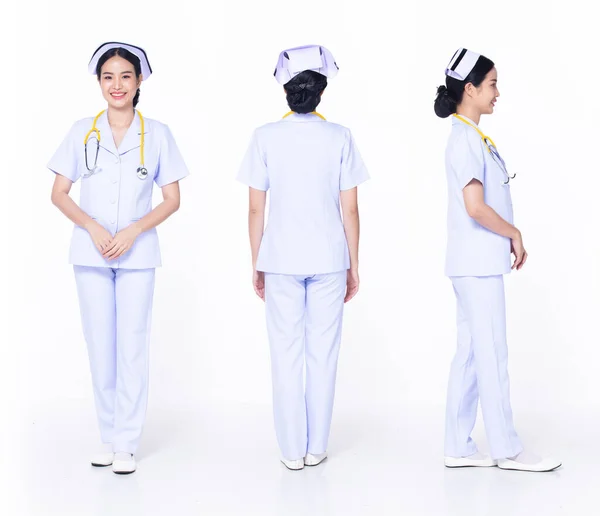 Pleine Longueur 30S 20S Asiatique Femme Infirmière Hôpital 360 Face — Photo
