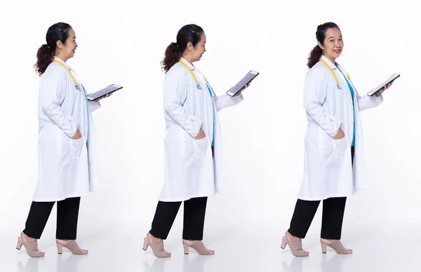 Longitud Total 40S 50S Asian Senior Woman Médico Médico Caminando —  Fotos de Stock