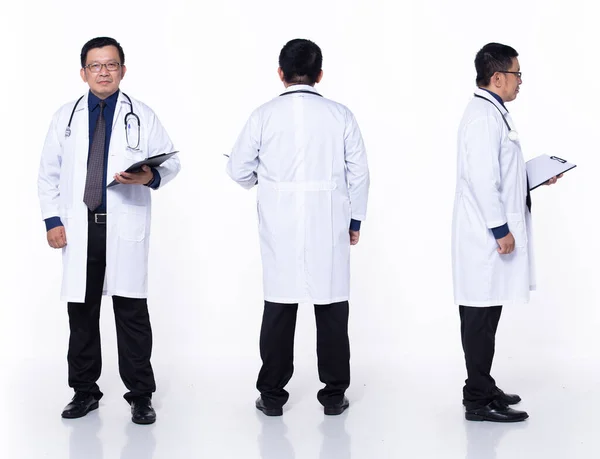 Повна Довжина Років Азіатський Старший Хірург Медик 360 Передніх Боків — стокове фото