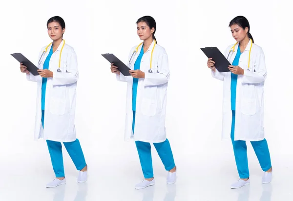 Longitud Mujer Asiática Cirujano Científico Doctor Caminar Hacia Adelante Izquierda —  Fotos de Stock