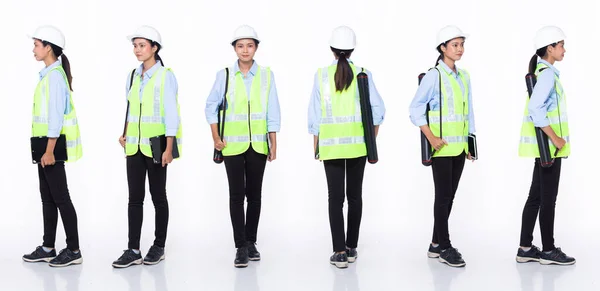 Full Length 30S Asian Woman Engineer Architect Business Client 360 — Stock Photo, Image