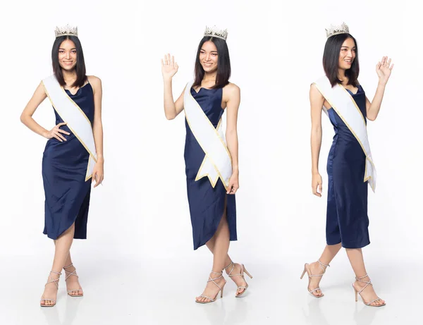 Corpo Comprimento Total Miss Beauty Pageant Concurso Desgaste Vestido Lantejoulas — Fotografia de Stock