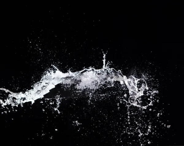 Water splash in air drop over black background, studio lighting high speed. water splashing throw in wind air and freeze stop with flash to see droplet texture for filter and layer