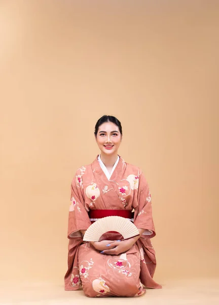 Young 20S Asian Japanese Woman Wear Traditional Kimono Does Sit —  Fotos de Stock