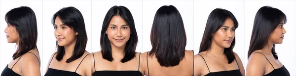 Indian Tanned Skin Asian Woman Show Beauty Cosmetic Face Make — Zdjęcie stockowe