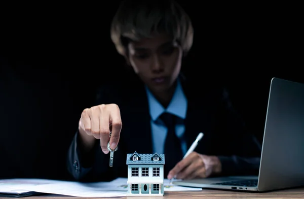Insurance Bank Property agent prepare document for mortgage buy loan finance to client investment which will protect and security housing safety contract, concept of insurance protection key