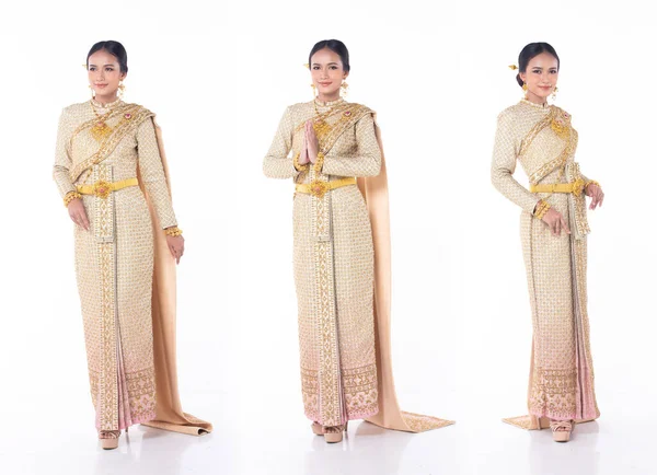 Beautiful Asian Woman Wear Thai Traditional Costume Thailand National Wedding — ストック写真