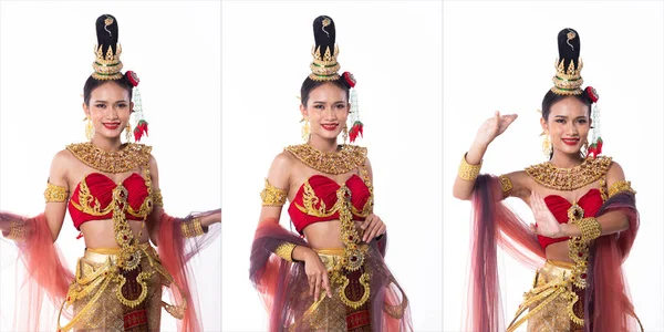 Beautiful Asian Woman Wear Thai Traditional Costume Thailand National Wedding — Stok Foto